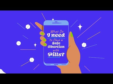 Video thumbnail showing a person with a phone displaying abortion information.